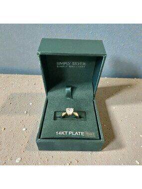 SIMPLY SILVER Heart Shaped 14kt Plated Ring Size 7 NEW NIB
